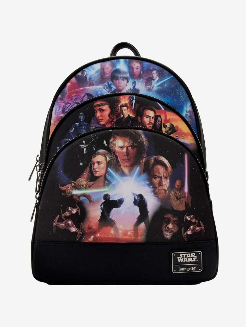 NWT Loungefly Star Wars Prequel Trilogy Triple Pocket Mini Backpack